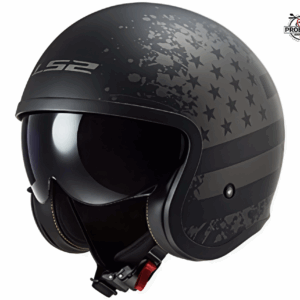 CASCO LS2 ABIERTO OF599 SPITFIRE II FLAG MATT BLACK GREY