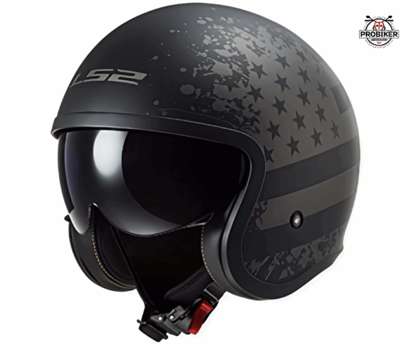 CASCO LS2 ABIERTO OF599 SPITFIRE II FLAG MATT BLACK GREY