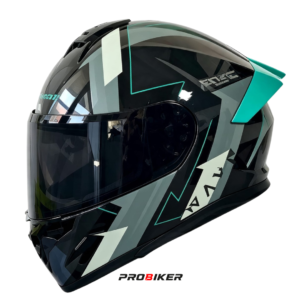 CASCO ATOMIC ABATIBLE AT-207 WAVE GLOSS BLACK TURQUOISE VISOR SM