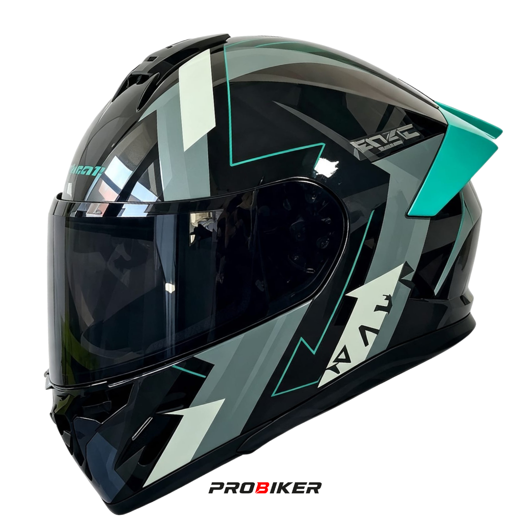 CASCO ATOMIC ABATIBLE AT-207 WAVE GLOSS BLACK TURQUOISE VISOR SM