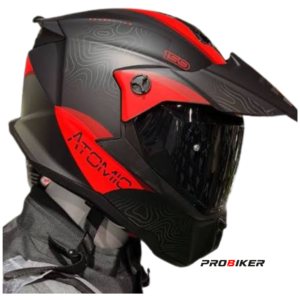 CASCO ATOMIC DOBLE PROPÓSITO AT-159  POWERVILLE MATT BLACK ORANGE VISOR  SM