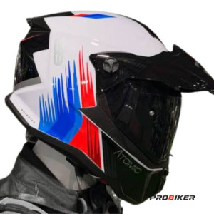 CASCO ATOMIC DOBLE PROPÓSITO AT-159 ARTEMICS GLOSS WHITE RED BLUE VISOR SM