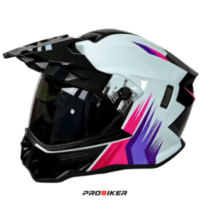 CASCO ATOMIC DOBLE PROPÓSITO AT-159  ARTEMICS GLOSS GRAY PURPLE FUCHSIA  VISOR SM
