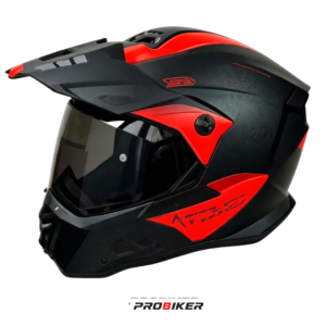 CASCO ATOMIC DOBLE PROPÓSITO AT-159  POWERVILLE MATT BLACK ORANGE VISOR  SM
