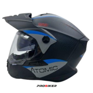 CASCO ATOMIC DOBLE PROPÓSITO AT-159  POWERVILLE MATT BLACK BLUE VISOR