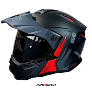 CASCO ATOMIC DOBLE PROPÓSITO AT-159  ARTEMICS GLOSS BLACK GRAY RED VISOR  SM